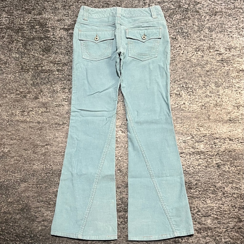 Blue Heart Corduroy Pants Womens 14 (28x28) Blue Bootcut Low Rise Western Y2K